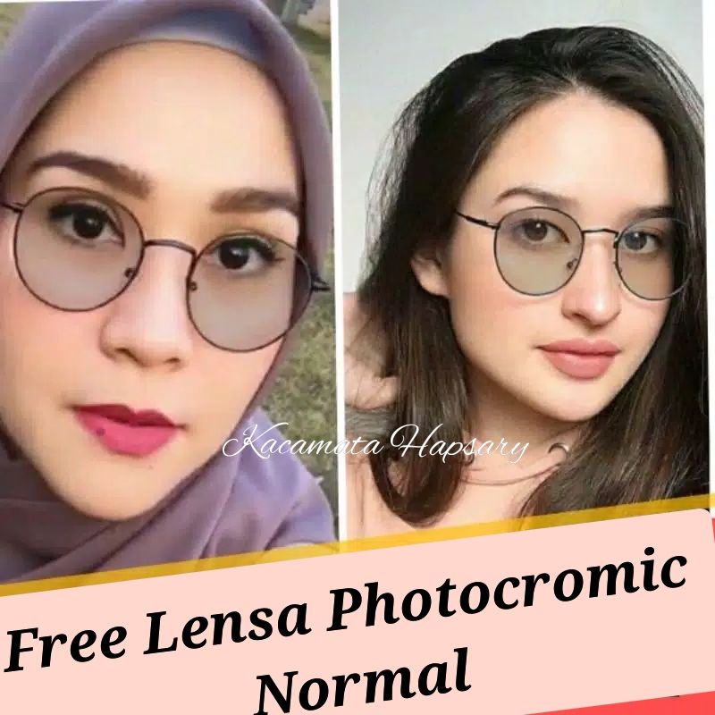 FRAME KACAMATA KOREA BULAT 8213 + LENSA PHOTOCROMIC ( NORMAL ) FASHION NO MINUS &amp; NO ANTI RADIASI