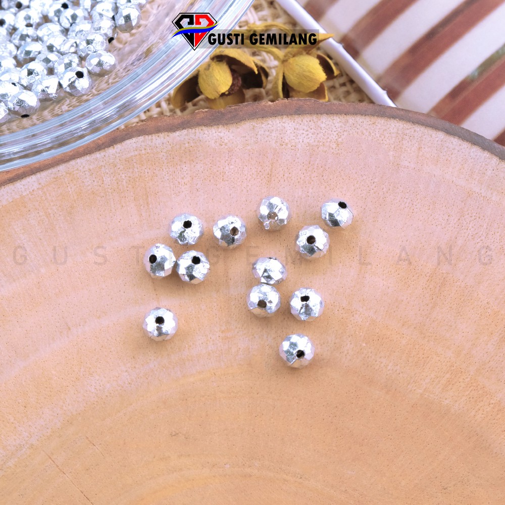 Isi 20 Mote Manik Silver 6mm Aksesoris Wanita