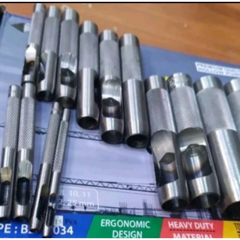 Alat plong set Hollow punch Set 15 pcs Benz 3-25 mm yg