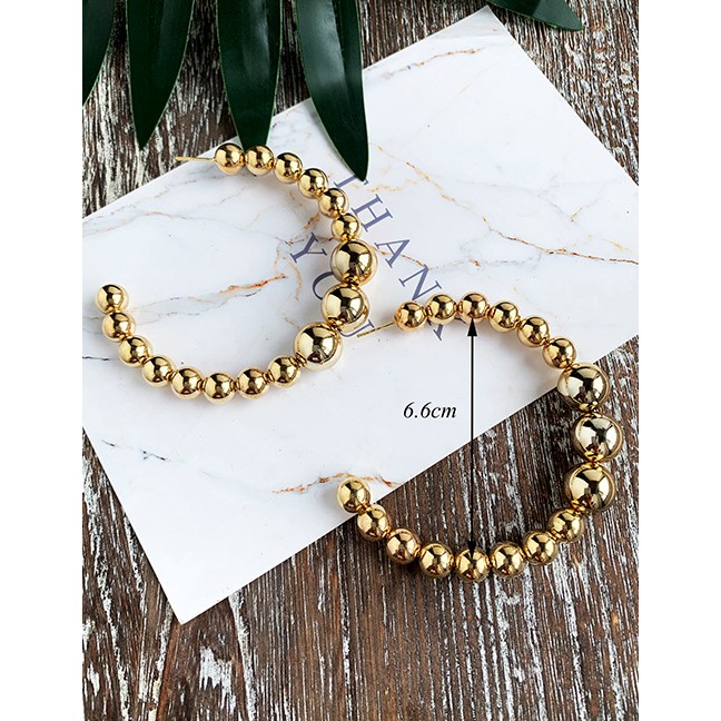 LRC Anting Tusuk Fashion Gold Alloy Resin Ball Stud Earrings F61843