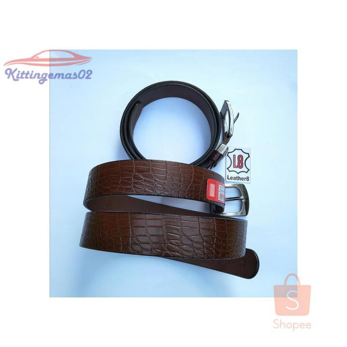 IKAT PINGGANG PRIA GESPER SABUK KTG2I1184 KULIT ASLI  MOTIF KULIT BUAYA