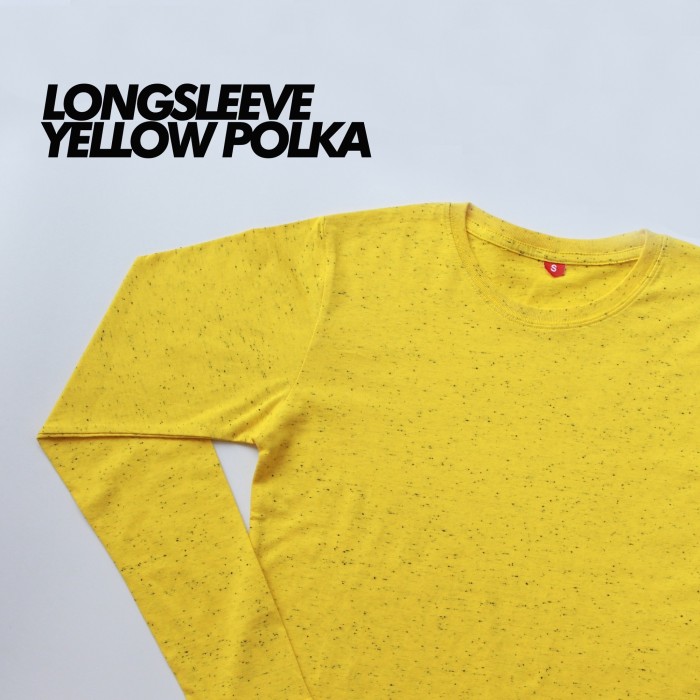  Kaos  Polos Polka  Lengan Panjang Longsleeve Yellow Polka  