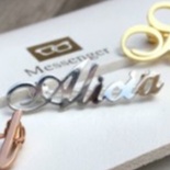 Bros Nama Custome/ Logo / Merk / Bross Nama Wanita /  Pin  Brooch  / Aksesories Jilbab  Hijab Tudung-SILVER