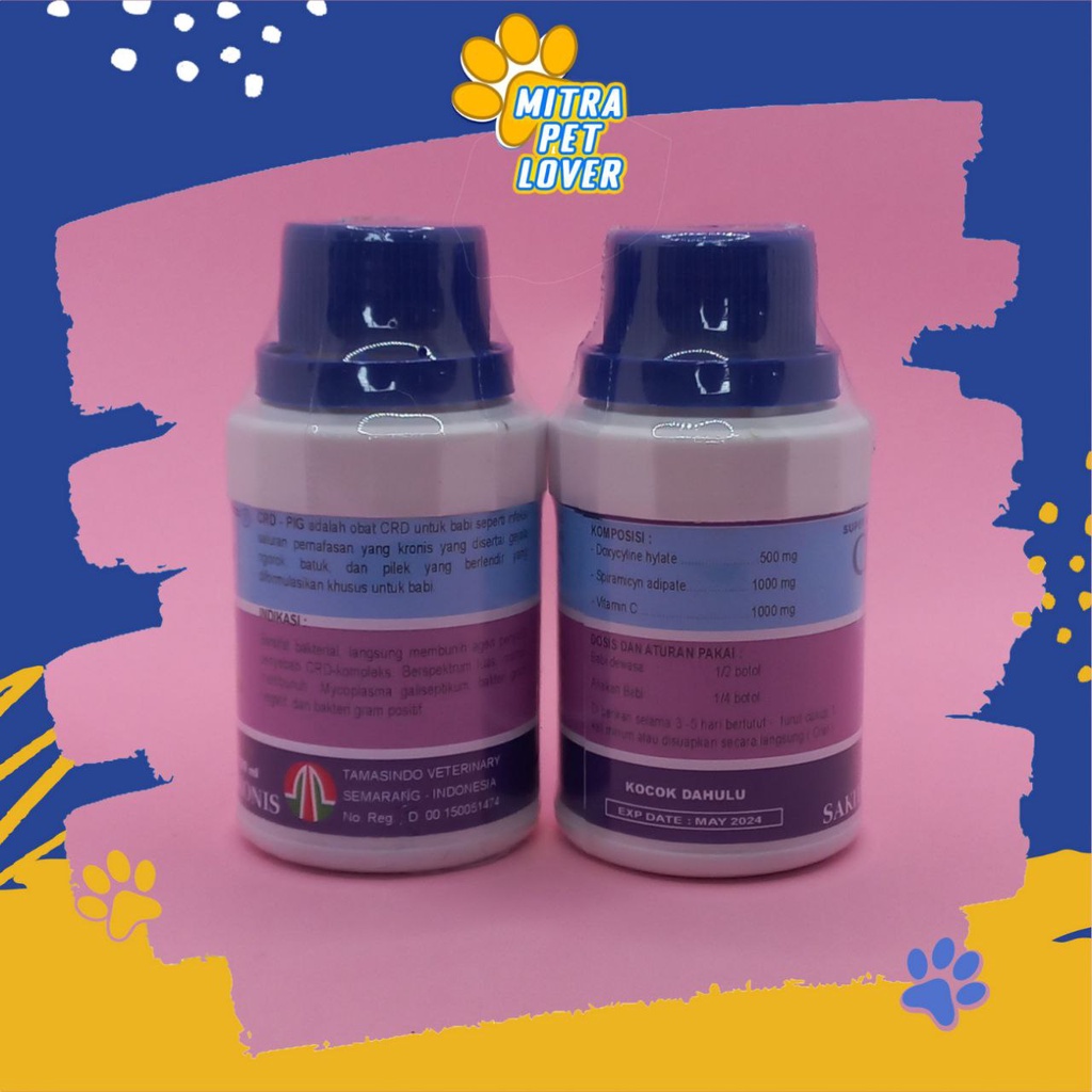 OBAT INFEKSI PERNAFASAN BABI - CRD PIG 120ML ORIGINAL - MENGATASI SAKIT PILEK NGOROK ASMA KRONIS PADA BABI - PET ANIMAL - MURAH GARANSI KUALITAS ASLI - HEALTHCARE &amp; VETERINARY TAMASINDO KESEHATAN &amp; VITAMIN C TERNAK HEWAN BINATANG PELIHARAAN MITRAPETLOVER