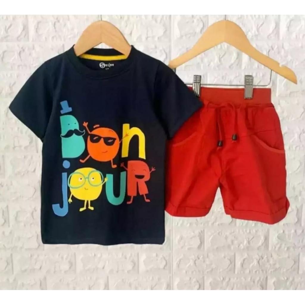 SETELAN ANAK BAJU ANAK 1-5 TAHUN SETTELAN ANAK CROSS KIDS BONJOUR SETELAN ANAK UNISEX TERBARU