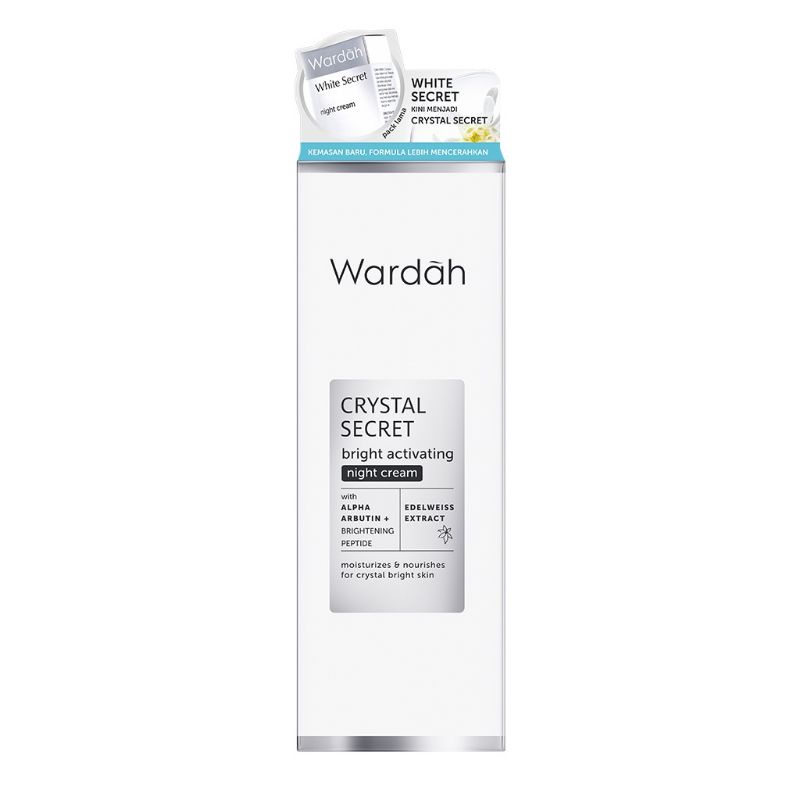 Wardah Crystal Secret Bright Activating Night Cream 15 ml (Krim Malam) untuk Mencerahkan dan Memutih