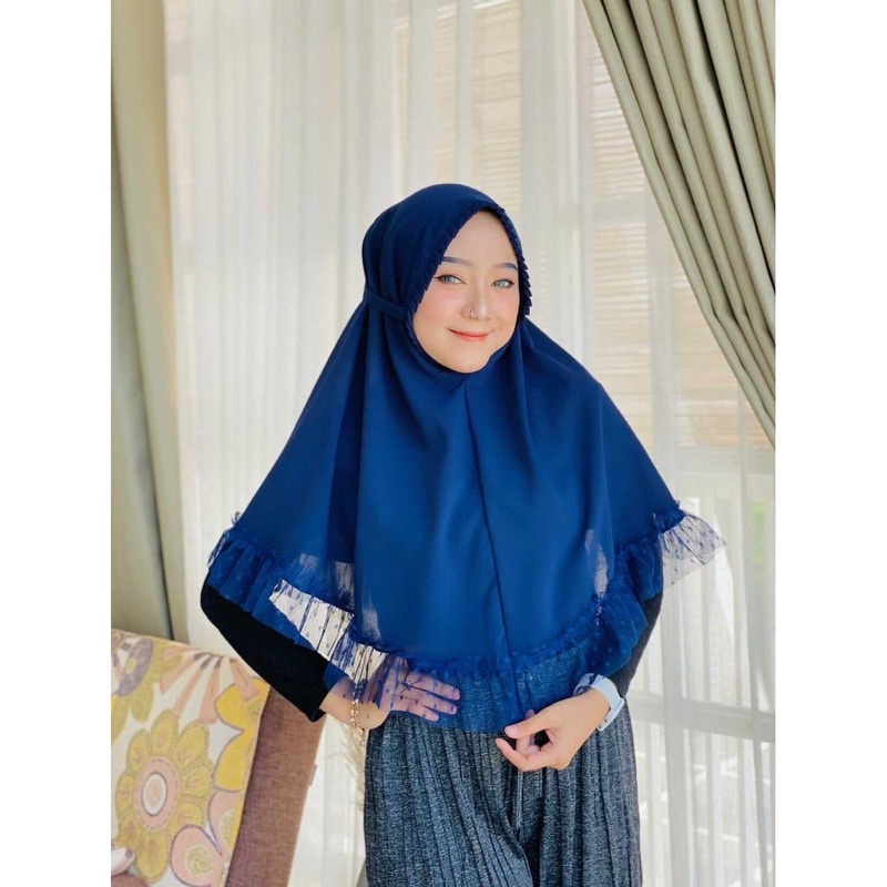 JilBab instan Lana ^_^  Lipit Instan Ciara kombi tile Instan Premium Diamond//-Navy Tile