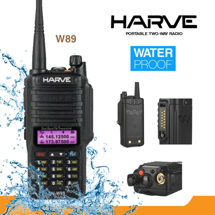 HT Harve W89 Waterproof Handy Talky Harve HV-W89 Dual Band HT Tahan Air