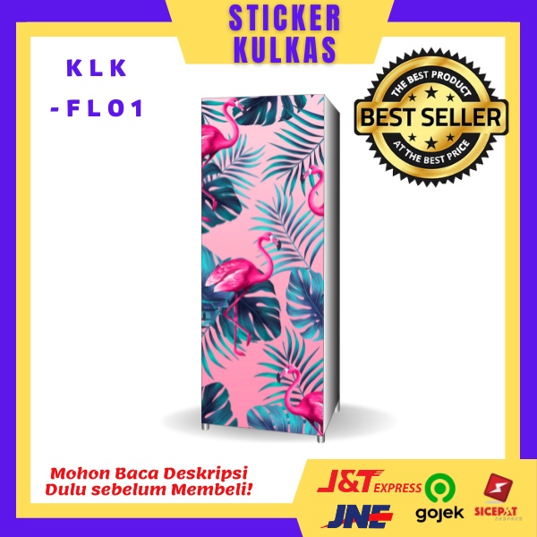 Sticker Kulkas 1Pintu motif Flamingo/KLK-FL/ Printing hires/Surabaya
