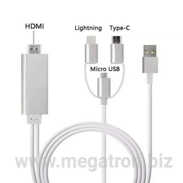 Kabel Konverter HP ke HDMI TV (Mirroring) - Support HP Android / iOS
