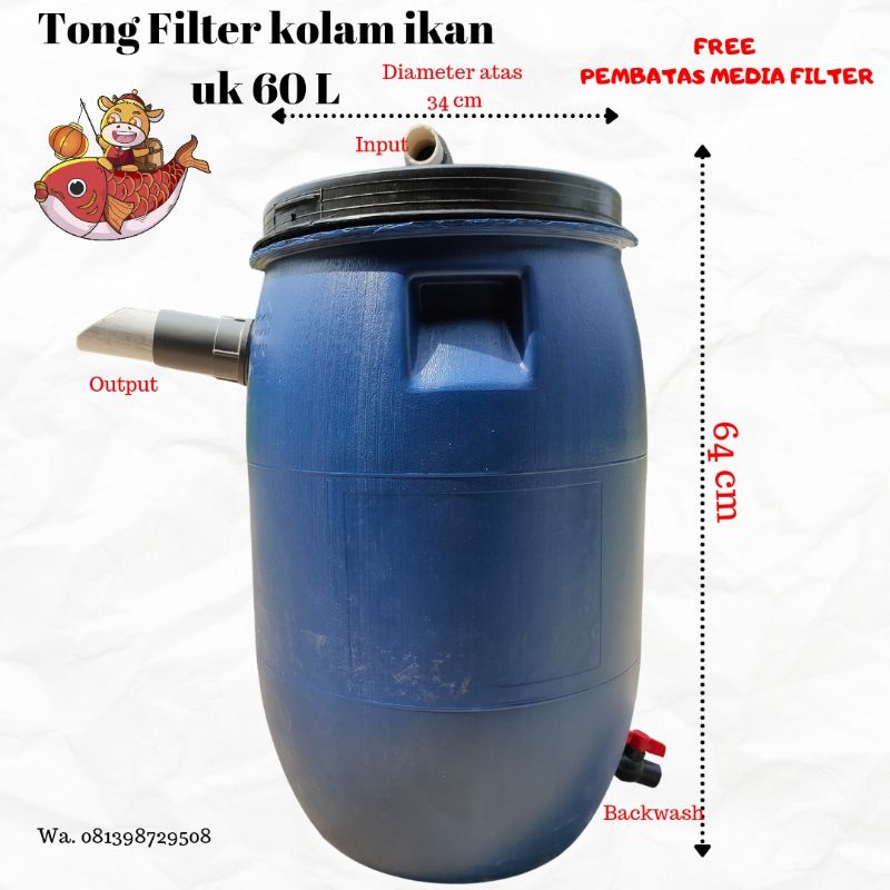 EMBER BIO FILTER KOLAM IKAN DENGAN TONG 60L BIRU