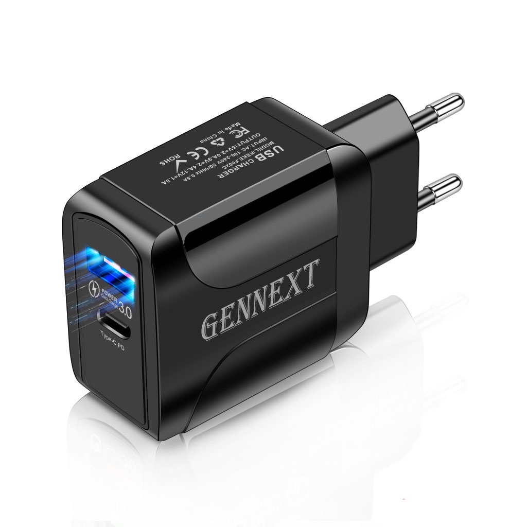 FA GENNEXT ORIQINAL PD 18W QC 3.0 Fast Charging USB type C 2 Port USB TRAVEL Adaptor Quick Charger Adaptor mobile Wall Charger CASAN