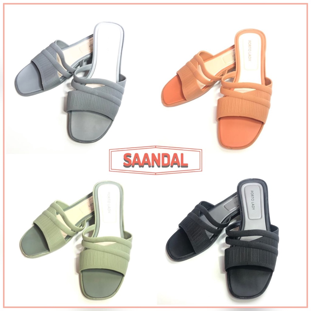 Sandal Sepatu Slip-on Selop Porto TNT Model Korea Jelly Warna Cerah Anti Model (BISA SATUAN)