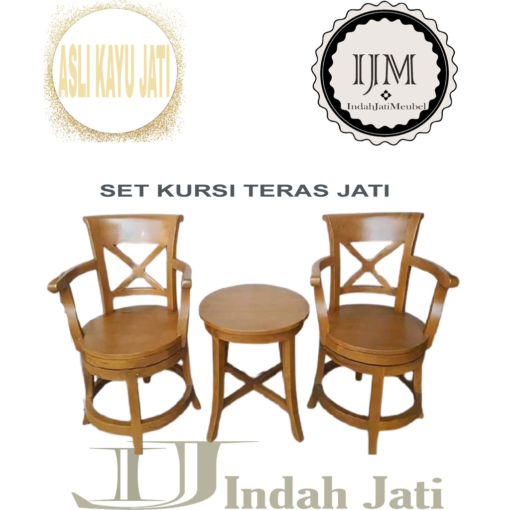 KURSI TERAS PUTAR MINIMALIS JATI KURSI TERAS SANTAI