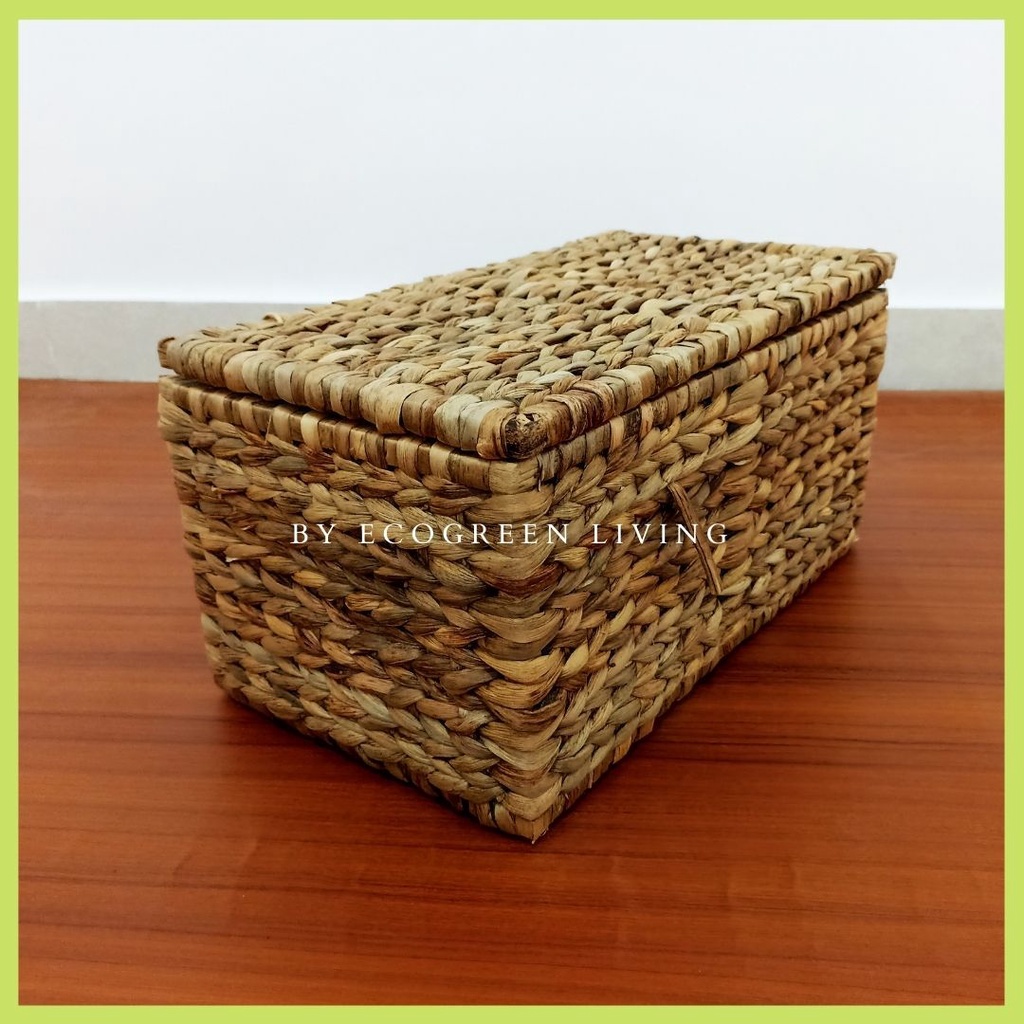 BOX PETI - KERANJANG ANYAMAN ENCENG GONDOK KOTAK SIZE 43 X 25 X 20 CM