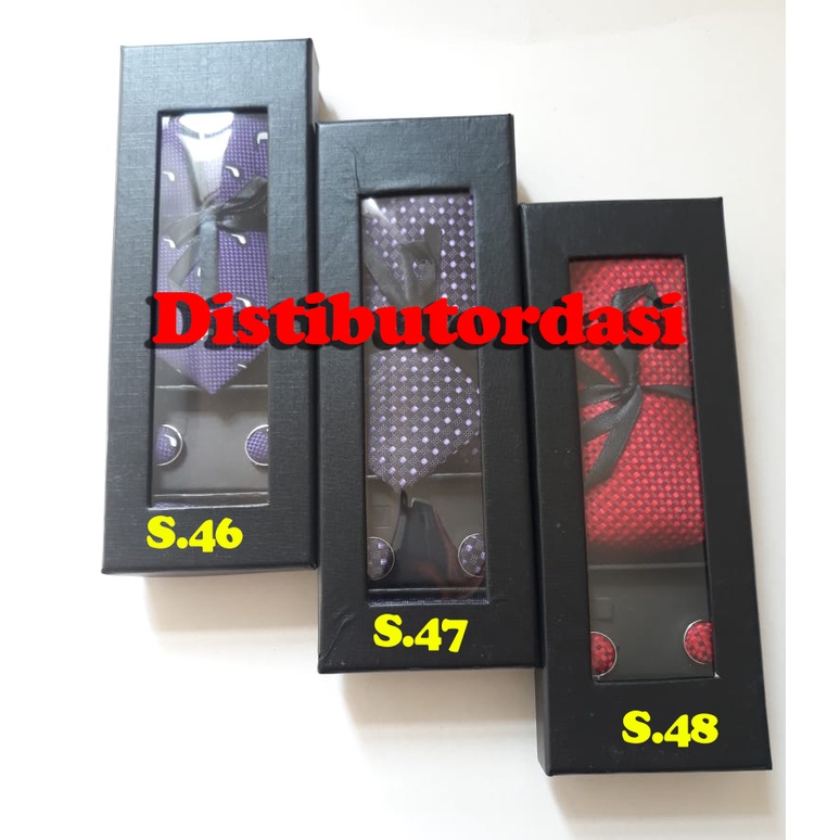 Dasi Set Gift Box Manset Cufflinks Dan Pocket Square Distributor