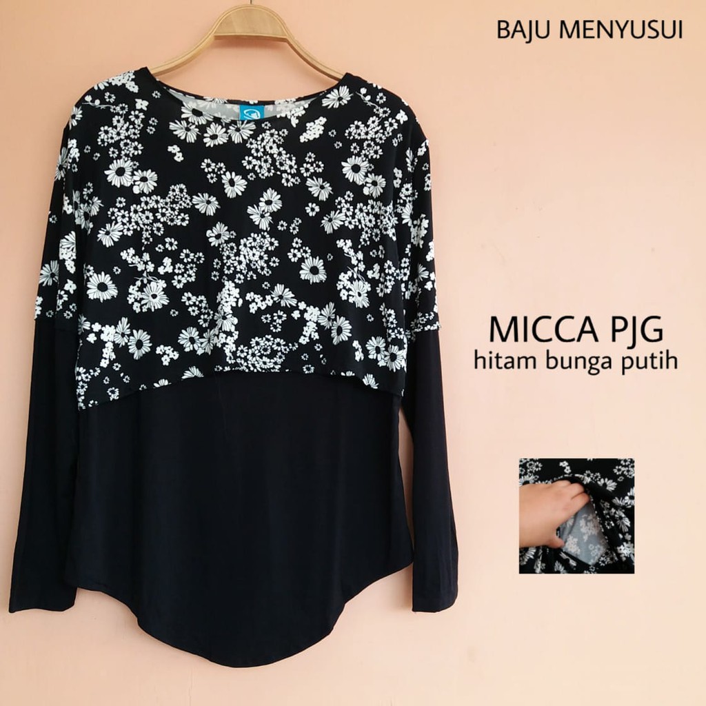 MAMIGAYA Nursing Wear MICCA Panjang Baju menyusui Kaos ASI Atasan Menyusui Casual