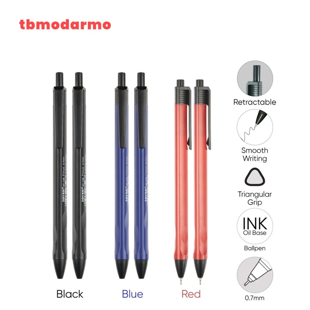 TBMO Ball Pen Pulpen Pena Joyko BP-338 Focus 0.7 mm - Hitam