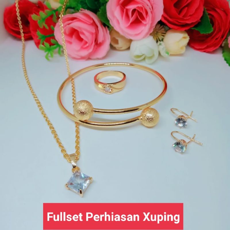 Satu set perhiasan xuping wanita dewasa lapis emas