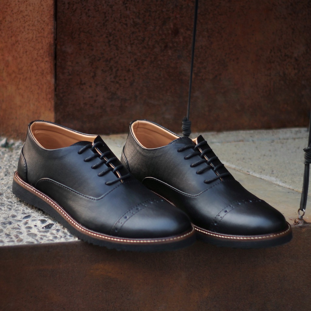 JAZZ 01 BLACK (KULIT ASLI) |ManNeedMe x Reyl| Sepatu Pantofel Pria Formal ORIGINAL