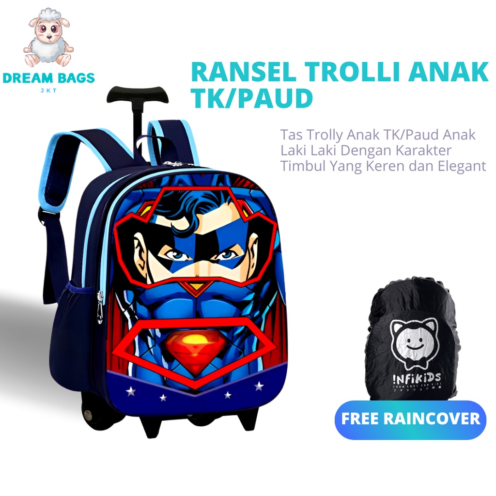 Tas Dorong Anak Sekolah Laki Laki TK Troli DB-1259