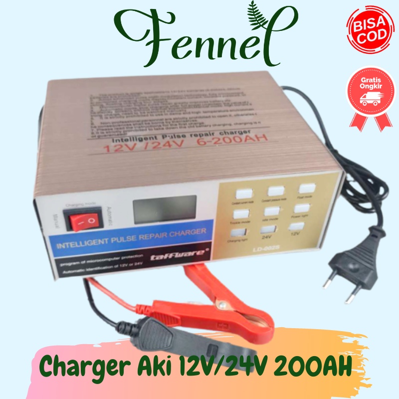 Charger Aki Accu Baterai Mobil Lead Acid Smart Battery Charger 12V/24V 200AH LD-002S