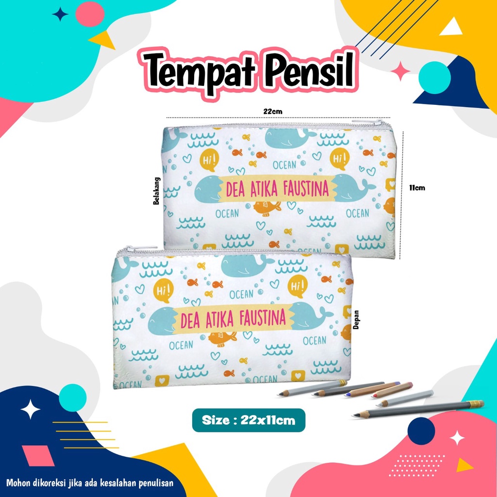 

Pencil Case Custom Name Tempat Pensil Pakai Nama Pouch Dompet Kostak Kotak Pensil