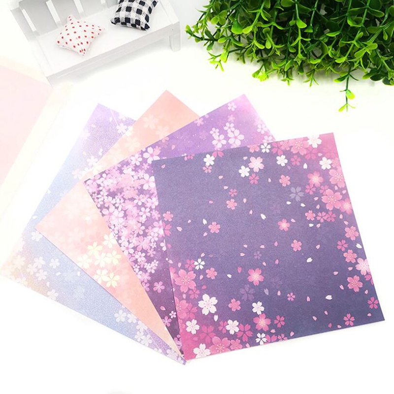60 / 65Pcs Kertas Lipat Origami Dua Sisi Bentuk Bintang Bunga Untuk Kerajinan