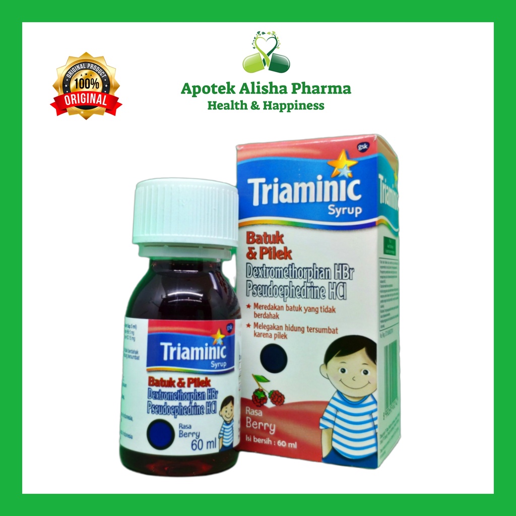 Triaminic Batuk &amp; Pilek Sirup 60ml - Triaminik Merah Sirup Obat Batuk Kering / Flu / Pilek Anak