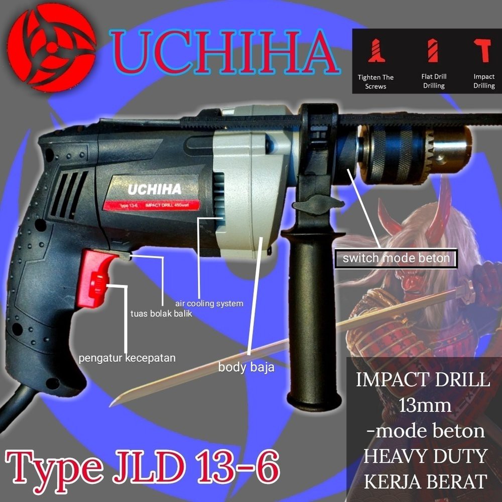 mesin bor beton 13mm kualitas tinggi body baja impact drill uchiha Murah