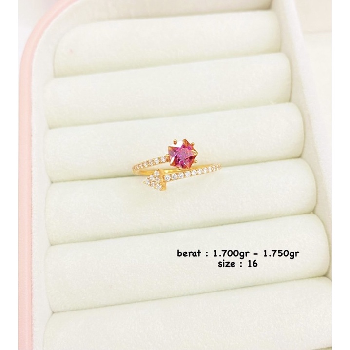 Cincin emas asli kadar 375 mata merah valentine edition