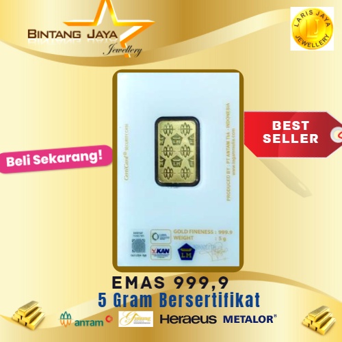 CERTIEYE PRESS &amp; RETRO RESMI MURAH ANTAM LOGAM MULIA 9999 EMAS 5 G/gr/gram