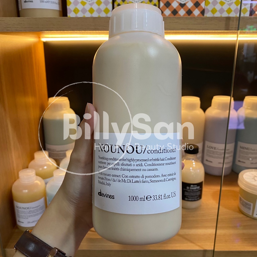 Davines NOUNOU Conditioner 1000ml nutrisi rambut bleach, perm, rapuh