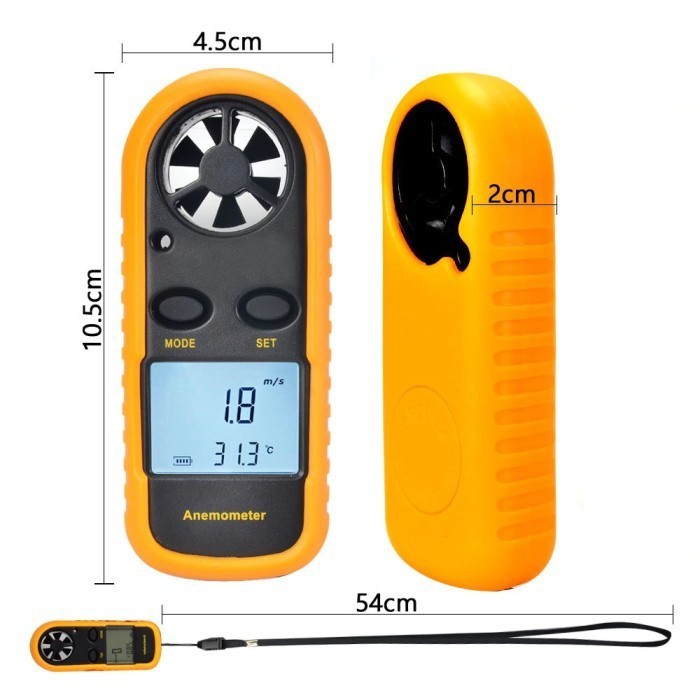 Digital Anemometer Alat Ukur Kecepatan Angin Wind Speed Meter - ANM