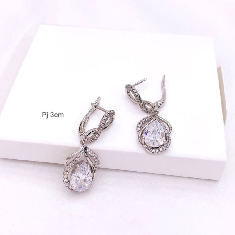 Anting Silver925 Perak mirip emas asli Mata kilau Premium Quality Anti karat anti alergi earring zircon mata halus 027