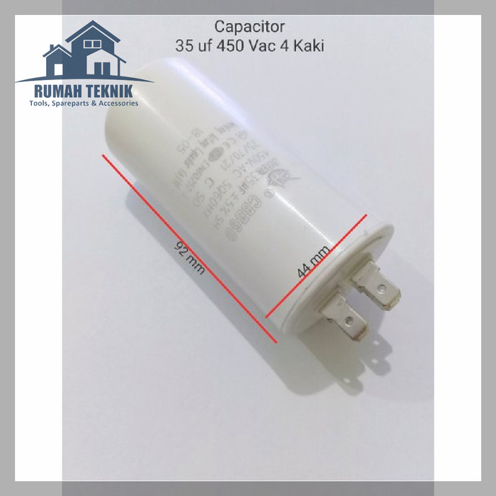 Kapasitor CBB 60 35 uF 450 VAC 4 Kaki