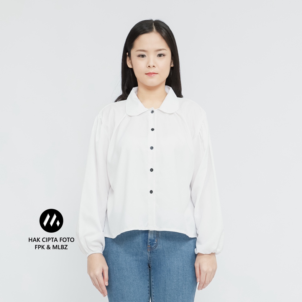 LUMINA Baju CropTop Atasan Kemeja Blouse Croptop Lengan Panjang Putih Wanita katun Jumbo Malabiz Kemeja Kerja Kantor formal warna Putih Baju Kerja Wanita Warna Putih Baju Kemeja Wanita Bahan katun Putih