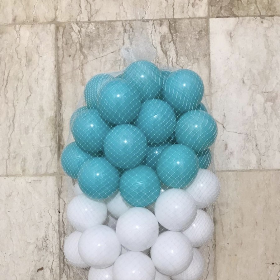 AQUATIC MANDI BOLA ANAK PASTEL KOLAM ANAK 100 PCS / BOLA MANDI WARNA WARNI-PUTIH - TOSKA