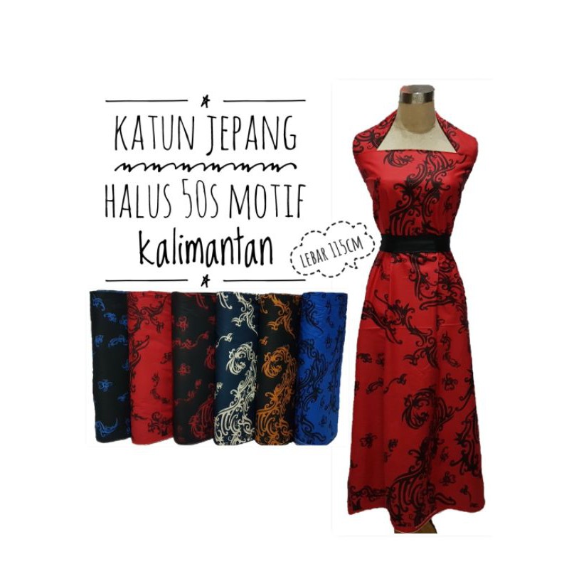 bahan kain katun jepang japan halus 50s motif kalimantan/kain batik murah