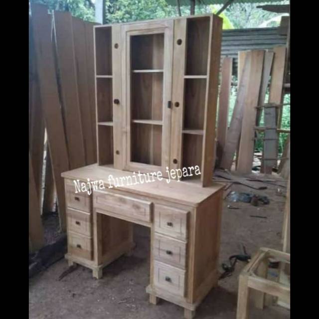 meja rias lampu jati