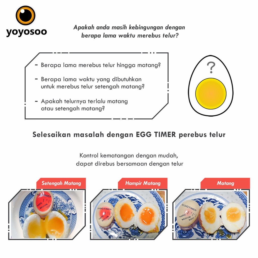 EGG TIMER Perfect Boiled Indicator/ Pengukur Suhu Telur Rebus Kitchen Unik&amp;Lucu-YOYOSOO