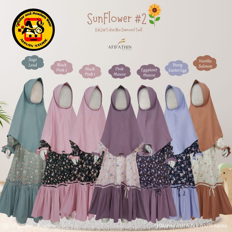 SUNFLOWER By Afifathin Kids Gamis anak Banat set Jilbab pet