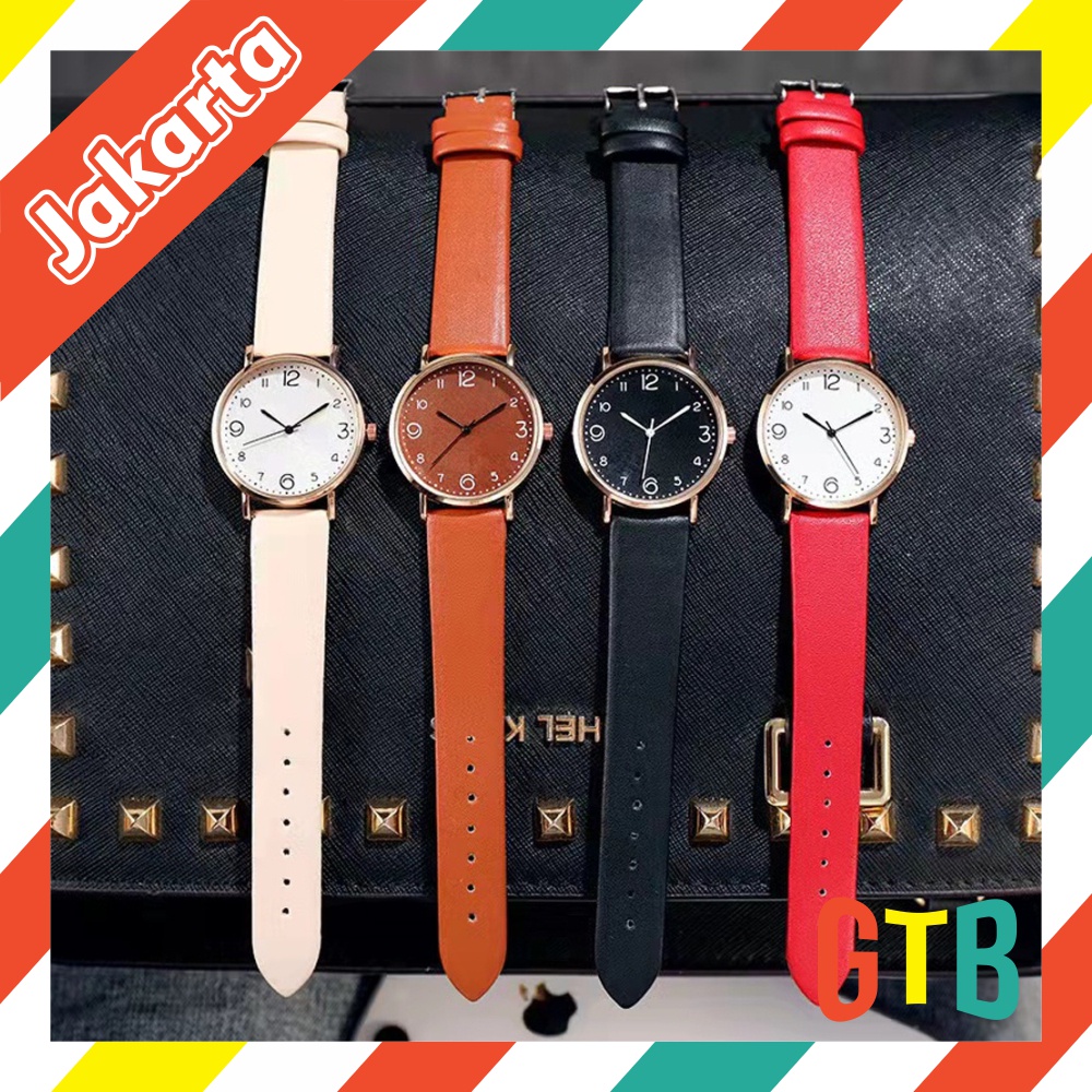 ❤️GTB❤️ Jam Tangan Wanita Kecil Analog Quartz Dengan Strap PU Leather Fashion Casual Import JT043