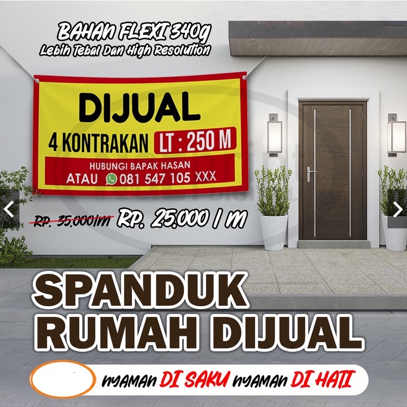 Spanduk Rumah Dijual / Rumah Disewakan / Rumah Dikontrakan Murah / Banner Rumah Dijual Dikontrakan D