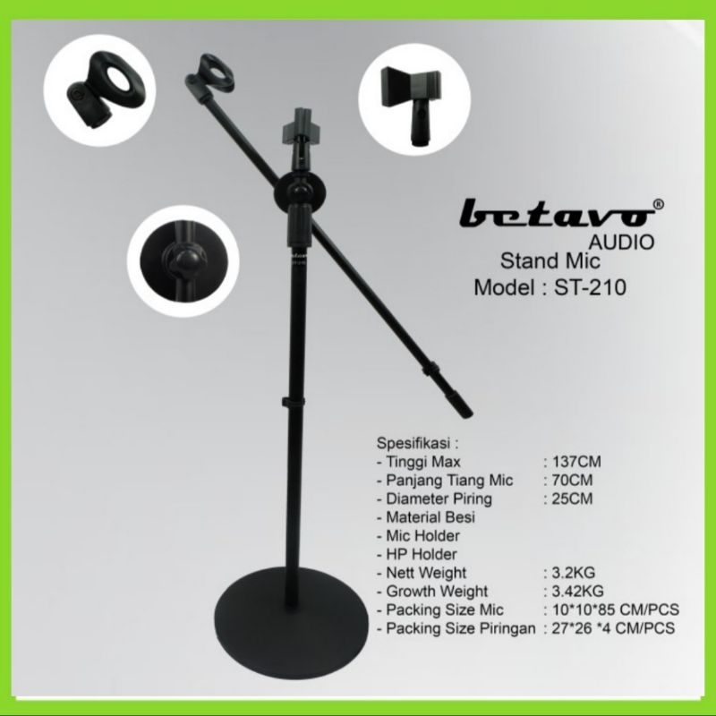 Stand Mic Lantai BETAVO ST 210 Full Besi Kaki Bulat Harga Grosir