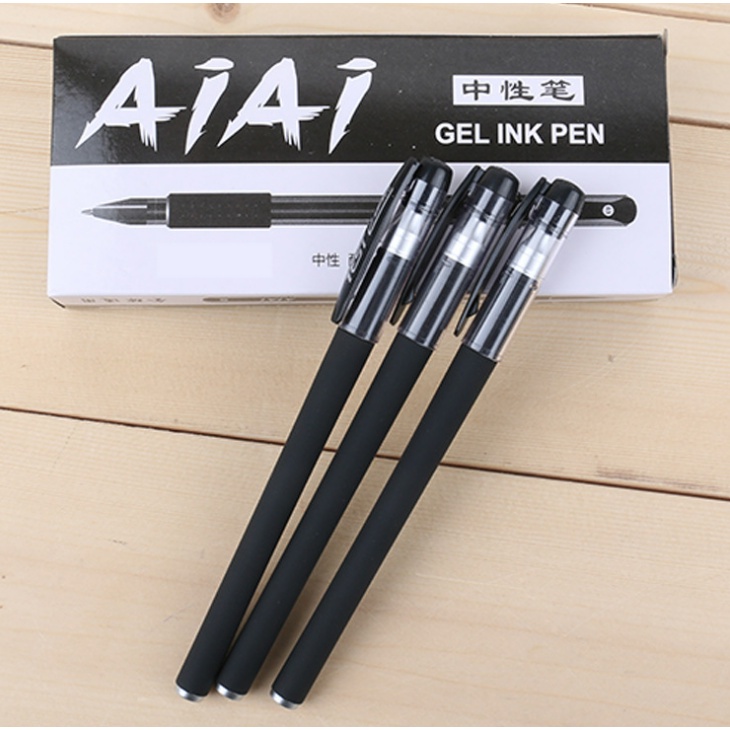 ATK Pulpen Hitam Sekolah Alat tulis Kantor Pulpen Air Pena Gel 0.5mm