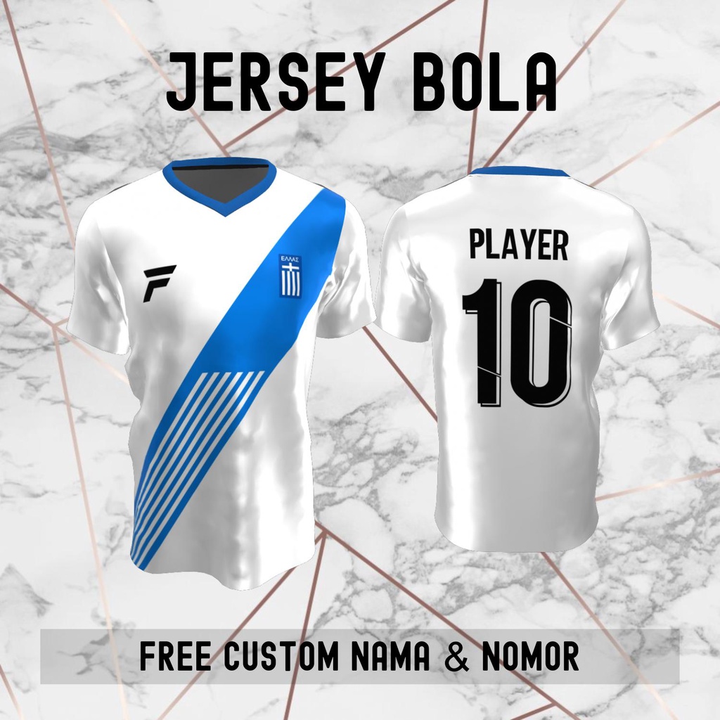 Jersey Yunani Timnas Negara Bola Baju Kaos Custom Nama dan Nomor Punggung - 226