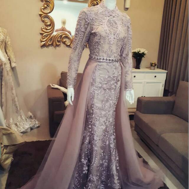 gaun pengantin mix organza