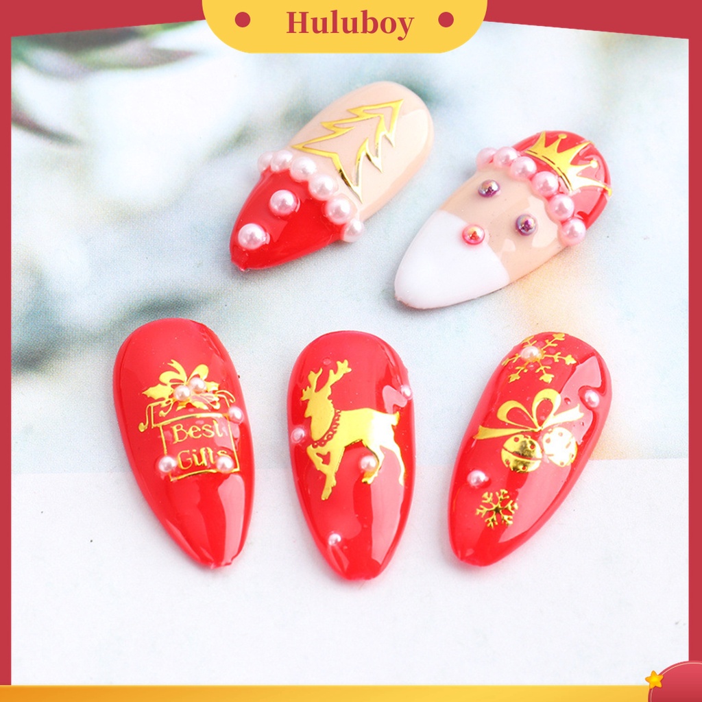 Huluboy Huluboy♡ Stiker Kuku Efek 3D Warna Emas Untuk Manicure