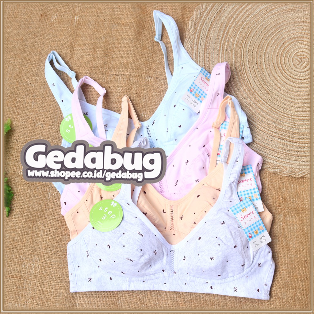 Bra BH Remaja Sorex Y3310 / Y 3310 Motif | Bra wanita / anak remaja tanpa Busa dan Kawat Step 3 | Gedabug